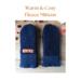 Handmade kids ages 5, 6, 7 years old sized mittens made from a soft blue fleece jacket. Perfect for winter holiday gift giving for children.