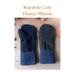Handmade kids ages 5, 6, 7 years old sized mittens made from black & blue upcycled wool. Perfect for winter holiday gift giving for children