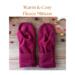 Handmade kids ages 8, 9, 10 years old sized purple mittens. Perfect for cold winter holiday gift giving for boy and girl children.