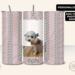 1.	Custom pet photo tumbler with diamond printed frame showing dog image on stainless steel insulated cup