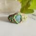 Emerald Leaf Polymer Clay and Stainless Steel Ring Size 11.5