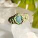 Emerald Leaf Polymer Clay and Stainless Steel Ring Size 11.5