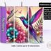 Personalized purple hummingbird tumbler with flowers and name panel, 20 oz stainless steel gift for bird lovers