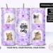 Personalized cat photo tumbler with purple floral design and saying