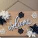 Example of finished welcome sign made on red oak wood sign blank, shown for design inspiration only
