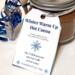 Close-up of Winter Warm Up hot cocoa gift tag showing handmade label and mixing instructions on glass jar