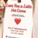 Love You a Latte hot cocoa label close-up showing handmade Valentine cocoa jar instructions by Me and You Creations