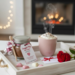 Snuggle Mug handmade hot cocoa gift jar with pink mug, whipped cocoa, and Valentine’s tray setting