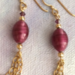 Ruby red earrings with 14 Karat gold filled decoration