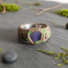 Tanzanite Polymer Clay and Stainless Steel Ring Front View