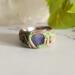 Tanzanite Polymer Clay and Stainless Steel Ring Front View