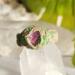 Pink Tourmaline Stainless Steel Ring size 9.5