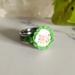 Rose Bud Motif Stainless Steel Polymer Clay Ring Front Side View 1