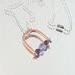 Sterling Silver & Copper Stirrup Pendant Necklace with Amethyst  Gemstones