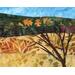 Small autumn landscape art quilt mounted on canvas by Dawn Andersen Art Quilts