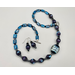 Necklace set | Contemporary artisan lampwork focal bead, palette of blue vintage glass beads, jet crystal, hematine