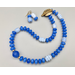 Necklace Set | Mid-century glass beads — Bohemian periwinkle blue chalcedony, opalescent Japanese "tide pool" and periwinkle rondelles, Southwest-style bronze toggle clasp