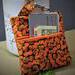 pumpkin Dog poop bag holder little pumpkins autumn orange and black lined with orange  zipper close made in USA