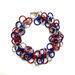 Chainmaille Shaggy Loops Bracelet, Red, Silver, and Blue