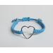 Macrame bracelet with large silver heart charm