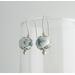 Copper Enamel Spheres of White Turquoise and Water Blue Dangle Earrings with Argentium 935 Sterling Silver Earwires