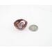 tiny copper enamel bowl shown with dime to show size reference.