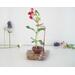 Tiny Copper Enamel bowl used as a Bud Vase on Gemstone Base with copper wire to support a tiny flower stem