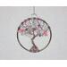 silver tree of life with pink cancer ribbon, pink heart bead and silver dangling stars handmade by RainbowMaille