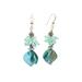 Seashell earrings with blue crystals clusters