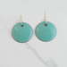 Small Enameled Copper Round Disc Dangle Earrings of Beautiful Sea Foam Turquoise with Argentium 935 Sterling Silver Earwires