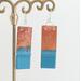 Fold-Formed and Flame-Painted Copper with Torch-Fired Enamel of Sea Foam Aqua Green, Statement Earrings with Argentium 935 Sterling Silver Earwires