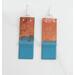 Fold-Formed and Flame-Painted Copper with Torch-Fired Enamel of Sea Foam Aqua Green, Statement Earrings with Argentium 935 Sterling Silver Earwires