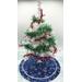 13" Round blue miniature Christmas tree skirt