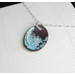 Queen Anne's Lace-Impressed and Hand Painted Enamel Copper Pendant Necklace with 18" 925 Sterling Silver Cable Chain