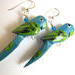 Hand carved and painted parrot earrings