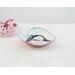heart shaped copper enameled trinket ring dish with black and red hearts stenciled on shite, verdigris, purple
