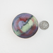copper enameled trinket dish red heart reverse-stenciled over purple, lichen green, and peri