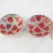 copper enamel 1-3/4" diameter trinket ring dish beige with bright red hearts dish
