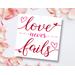 Love Never Fails Valentine's Day Sign