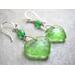 Green heart Valentine earrings