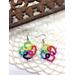 Rainbow colored handmade lace earrings