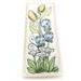 Ecru background color with white swirls with yellow, blue and ivory wildflowers done in machine embroidery.