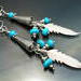 Navajo Turquoise Sterling Silver Earrings cones and feather jewelry