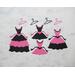 Fancy die cut dresses with hangers, hot pink and black