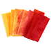 small cuts bundle of hand dyed quilting fabric in shades of red, orange and yellow
